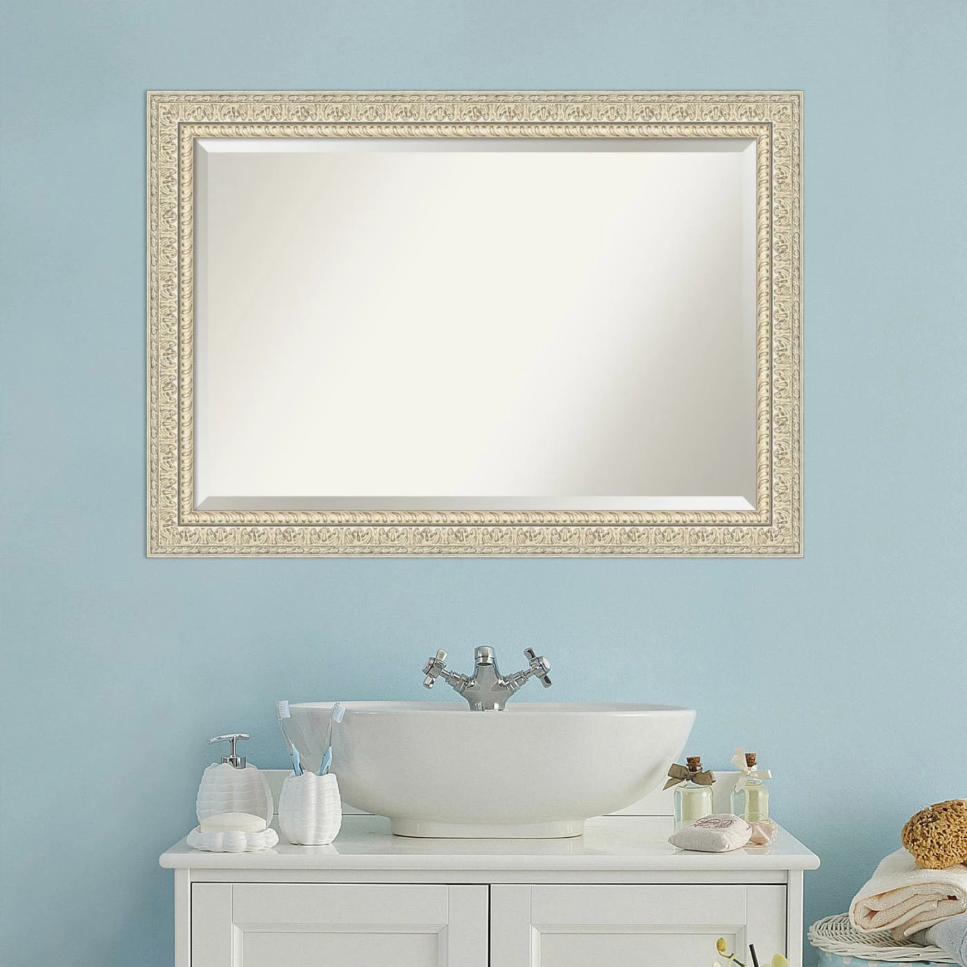 Buy π₯ Amanti Art Fair Baroque Rectangular Beveled Bathroom Vanity Mirror π - Image 3