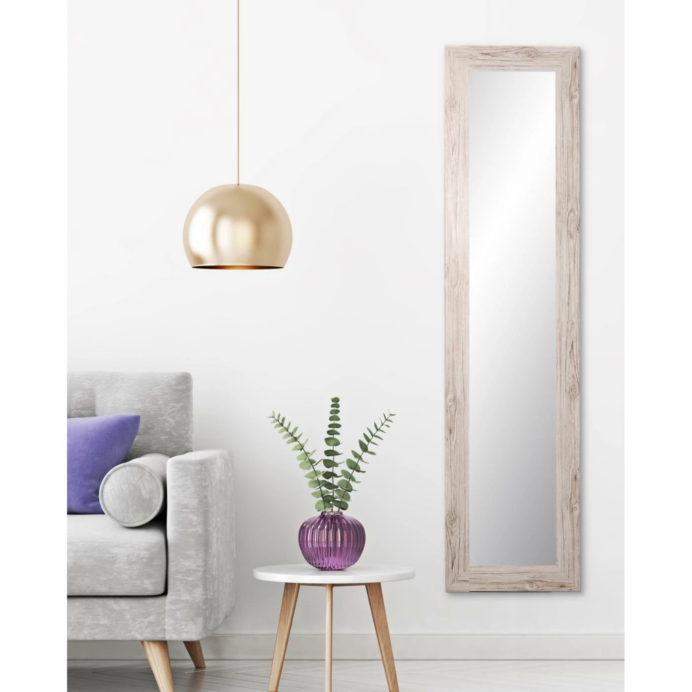 New π Floor & Leaning BrandtWorks American Accent Leaning Floor Mirror - Cream Wood Grain π - Image 3