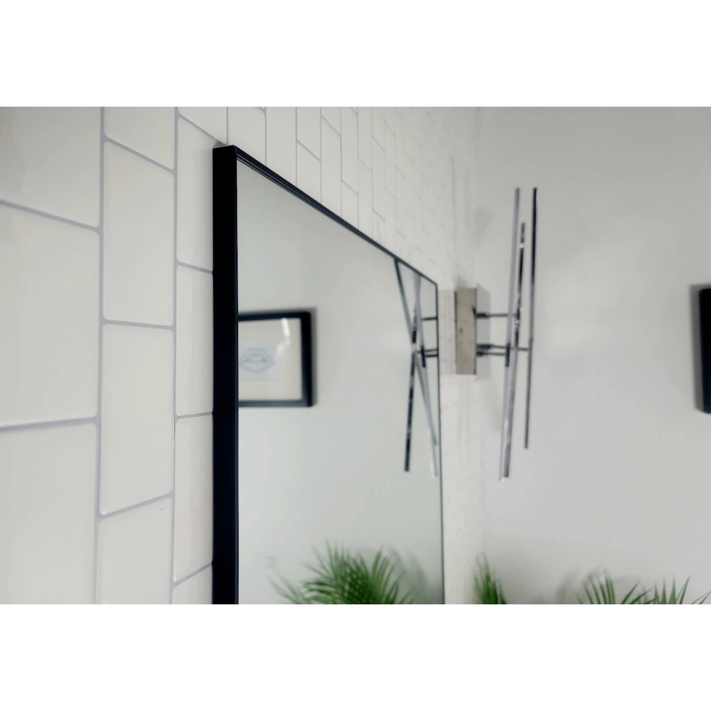 Best Sale ✨ Decor Wonderland Vanta Rectangular Black Metal Framed Wall Mirror With Dual Mounting Brackets ❤️ - Image 3