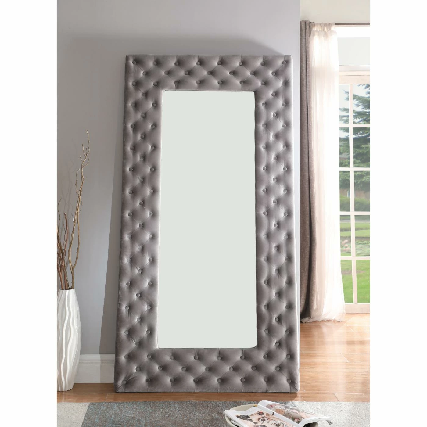 Wholesale βοΈ Wallace & Bay Floor & Leaning Wallace & Bay James Button Tufted Floor Mirror - 39.4W X 78.7H In. βοΈ - Image 3