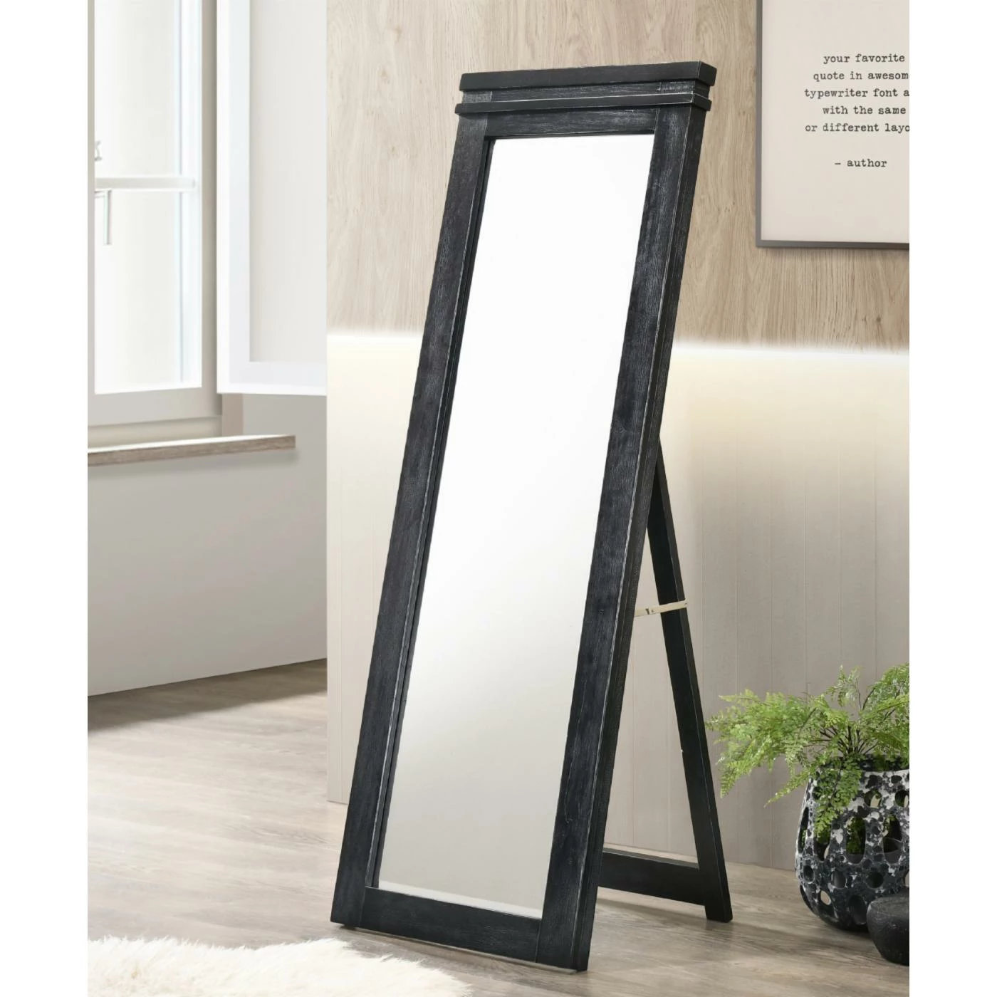 Brand new ๐งจ Floor & Leaning Furniture Of America Telnam Standing Floor Mirror - 21.5W X 60.7H In. - Rustic Black ๐งจ - Image 3