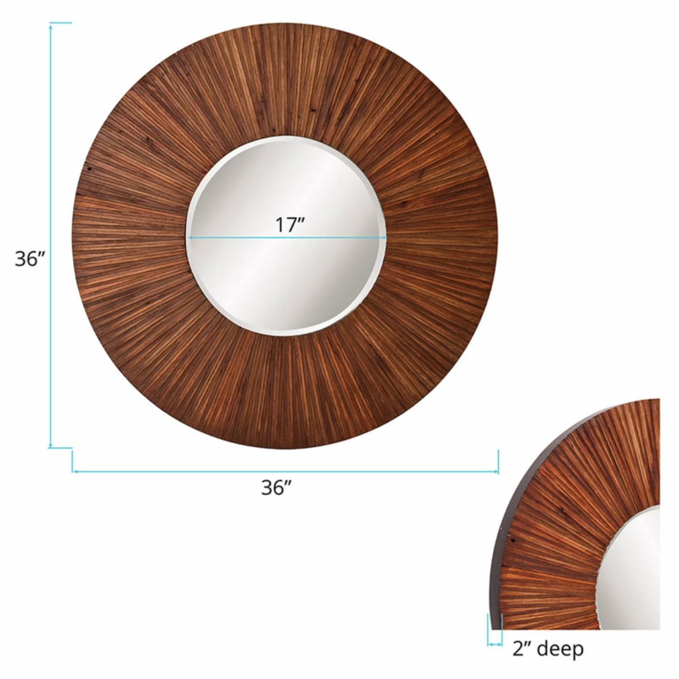 Coupon π Elizabeth Austin Walden Wooden Plank Wall Mirror - 36 Diam. In. π - Image 3