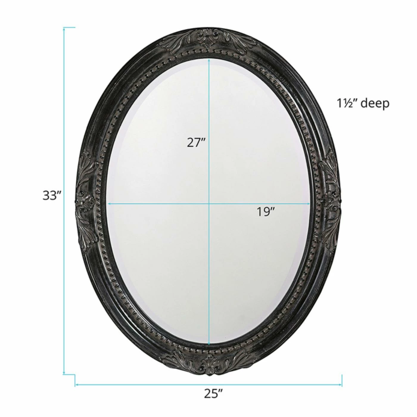 Cheapest π Bathroom Vanity Elizabeth Austin Queen Anne Oval Wall Mirror - Antique Black Finish - 25W X 33H In. βοΈ - Image 3