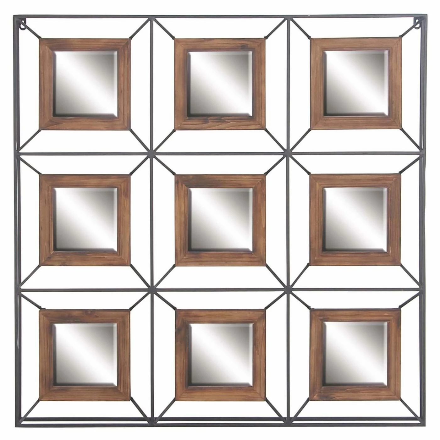 Cheapest π€© DecMode Iron And Fir Wood Grid Wall Mirror - 35W X 35H In. β - Image 3
