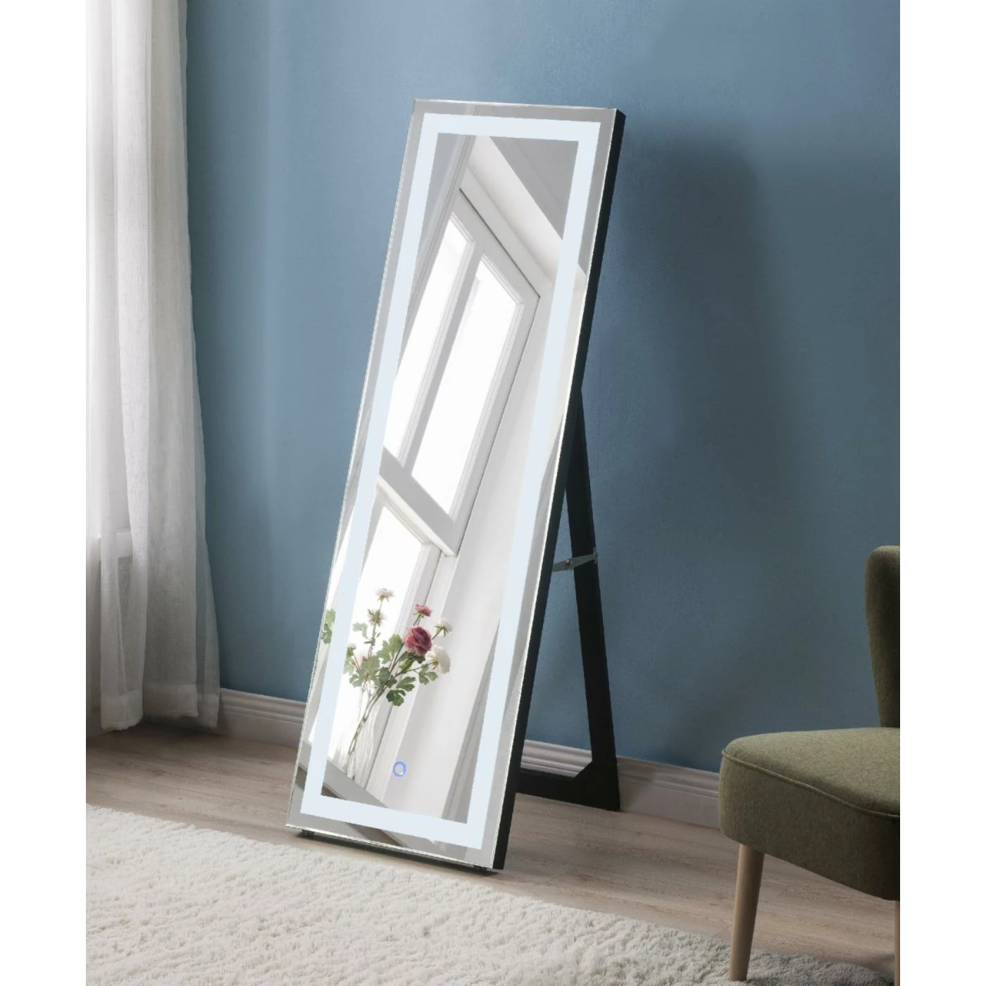 Budget β¨ Floor & Leaning Acme Furniture Nyoka Rectangular LED Floor Mirror π - Image 2