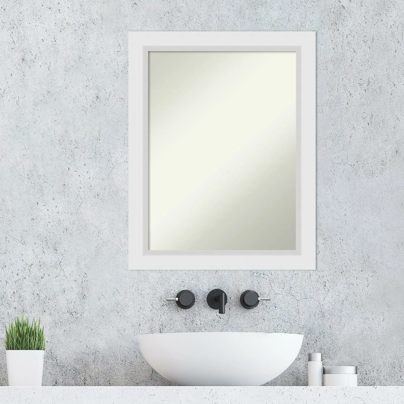 Wholesale ๐ Amanti Art Blanco White Wood Framed Non-Beveled Bathroom Vanity Wall Mirror - 22 X 28 In ๐ - Image 2