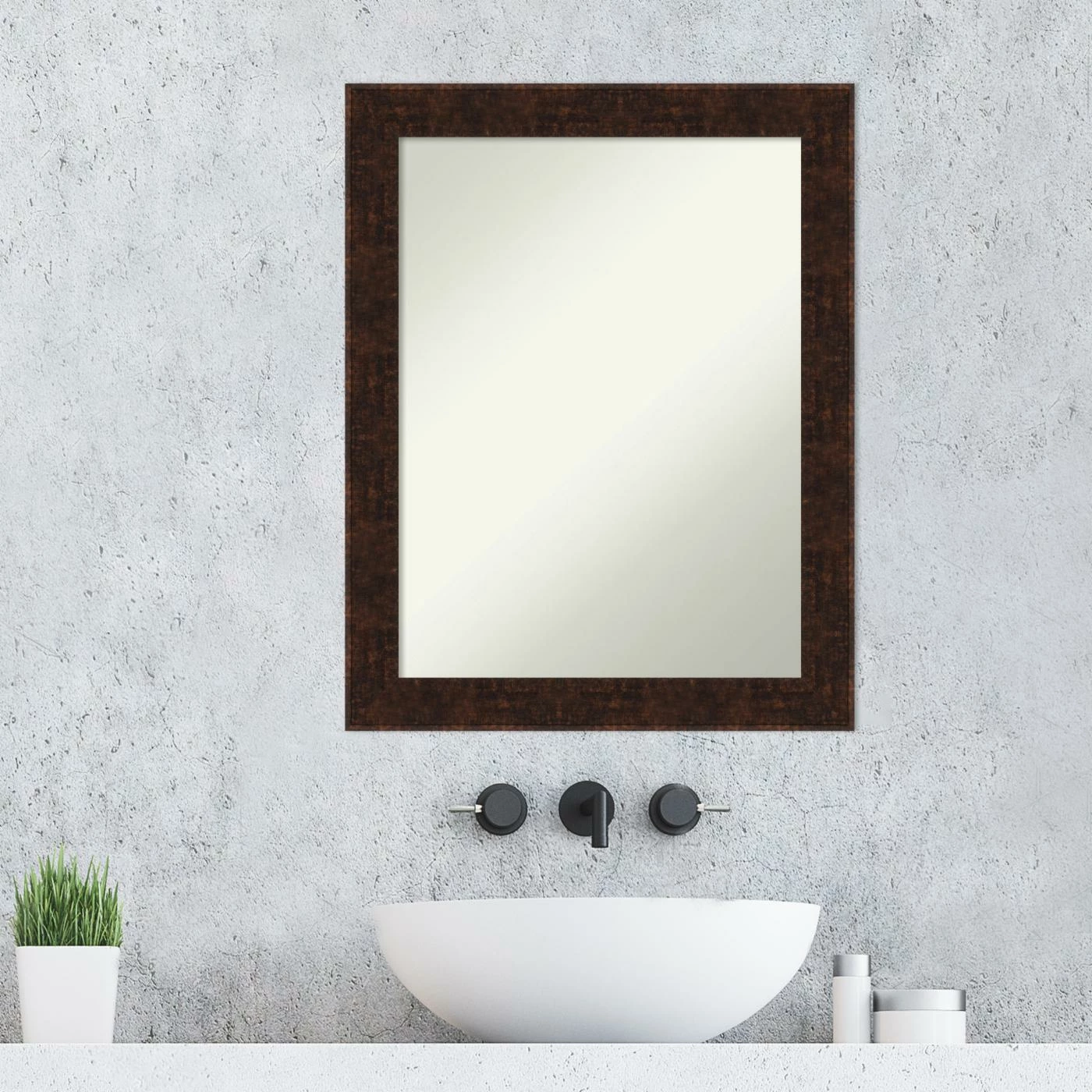 Budget β¨ Amanti Art William Mottled Bronze Framed Non-Beveled Bathroom Vanity Wall Mirror - 22 X 28 In βοΈ - Image 2