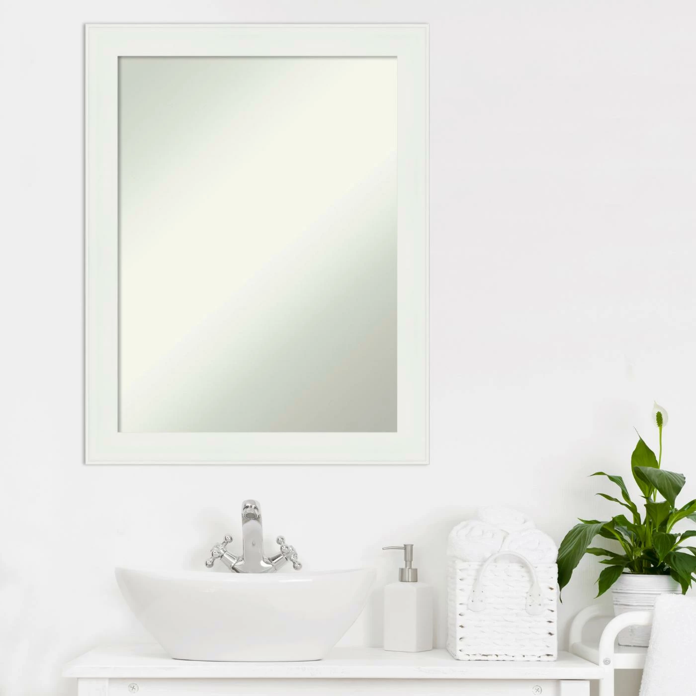 Discount π Amanti Art Vanity White Framed Non-Beveled Bathroom Vanity Wall Mirror - 21.5 X 27.5 In π - Image 2