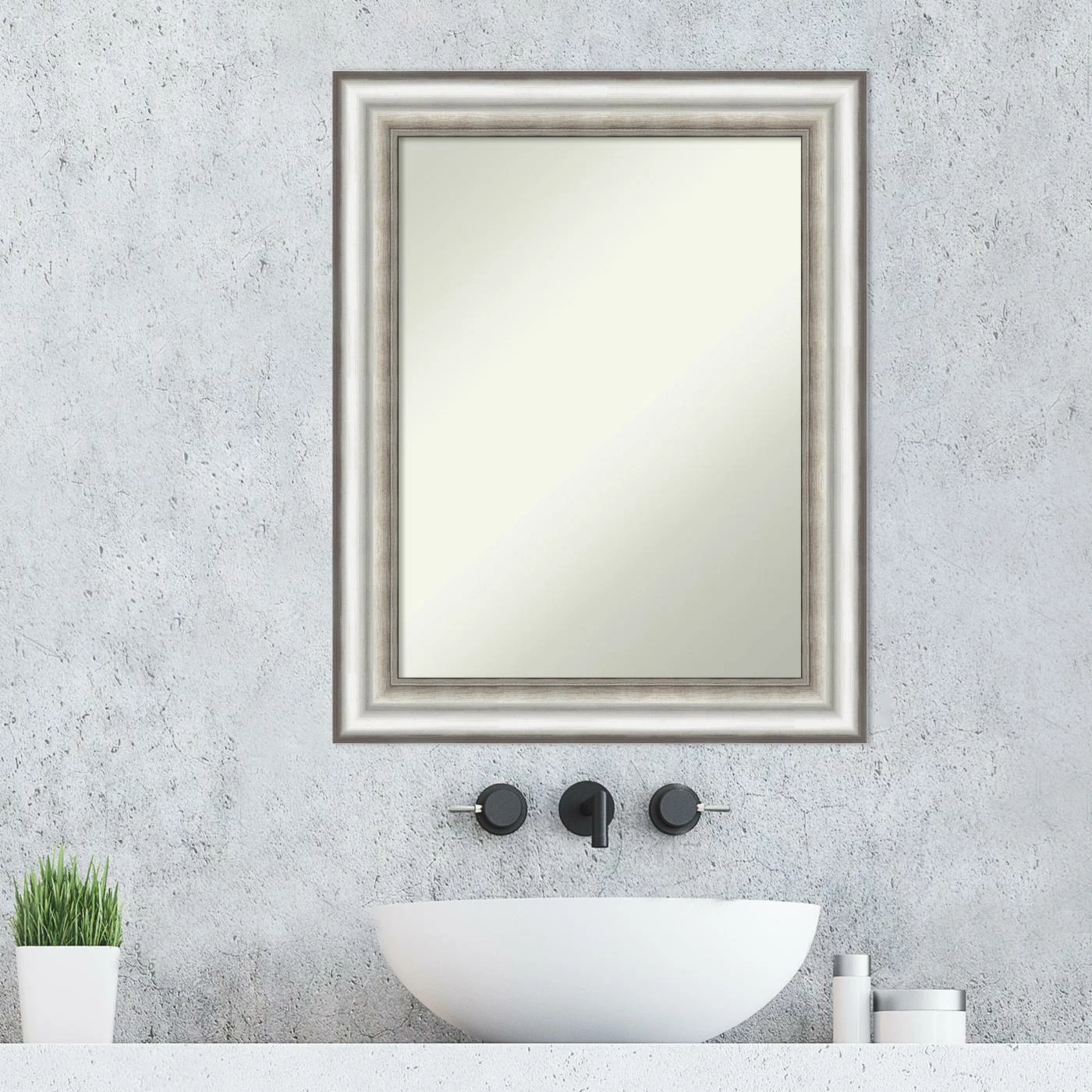 New π Amanti Art Salon Silver Framed Non-Beveled Bathroom Vanity Wall Mirror - 23.25 X 29.25 In π₯° - Image 2