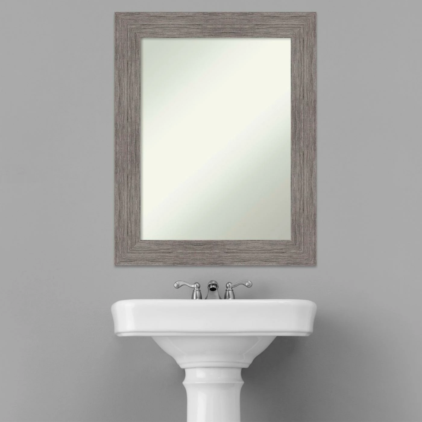 Deals βοΈ Amanti Art Pinstripe Plank Grey Framed Non-Beveled Bathroom Vanity Wall Mirror - 23.5 X 29.5 In β€οΈ - Image 2