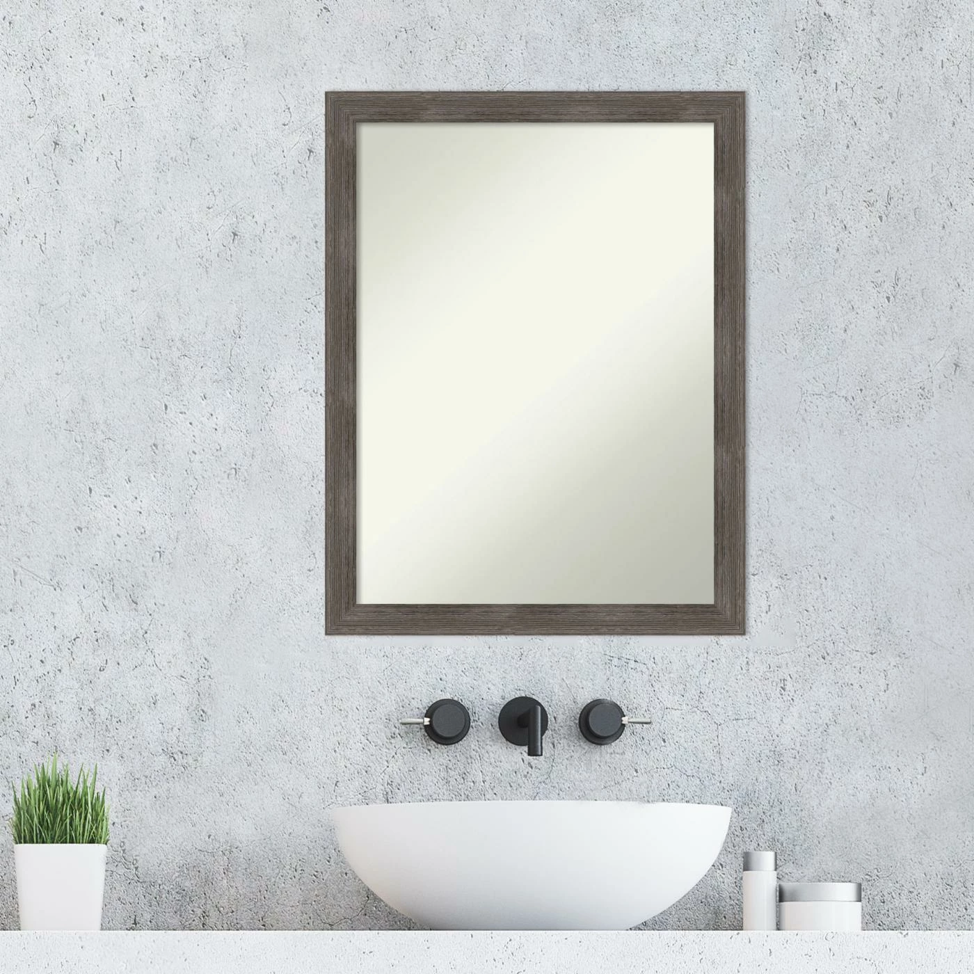 Best reviews of ๐งจ Amanti Art Pinstripe Lead Grey Wood Framed Non-Beveled Bathroom Vanity Wall Mirror - 20.5 X 26.5 In ๐ - Image 2
