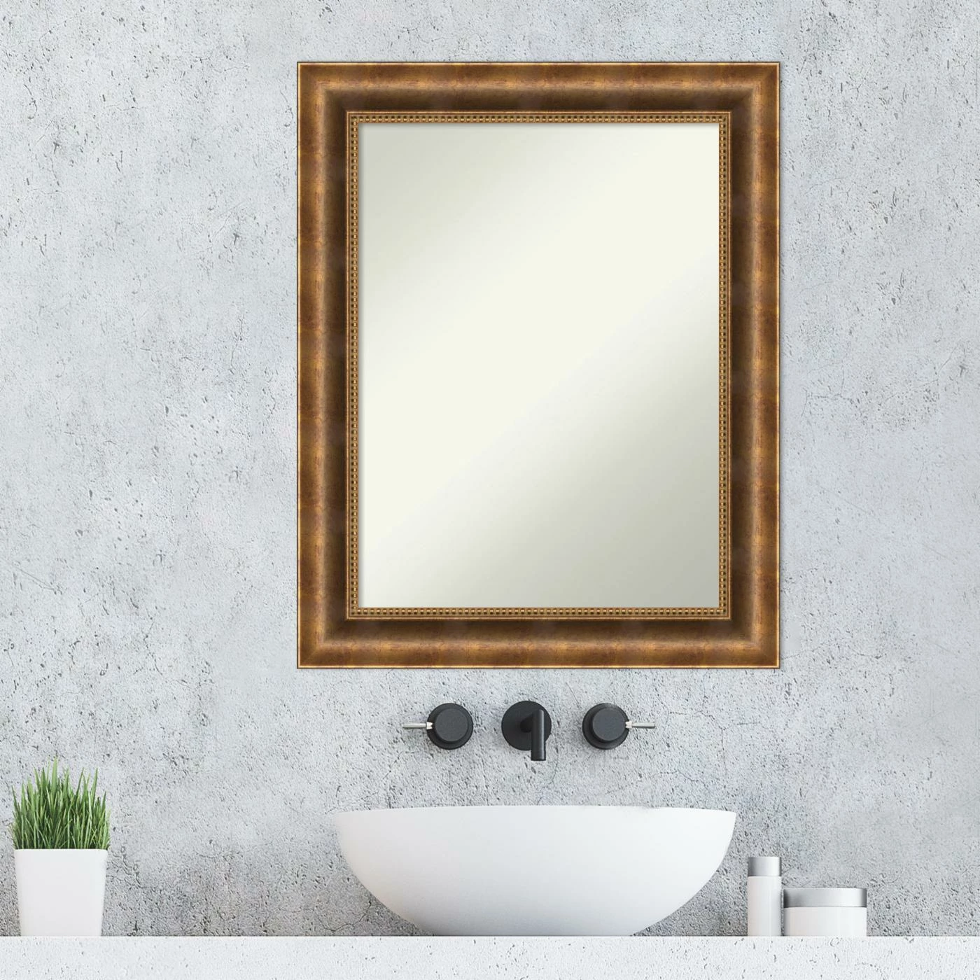 Budget π Amanti Art Manhattan Bronze Wood Framed Non-Beveled Bathroom Vanity Wall Mirror - 23.5 X 29.5 In π - Image 2