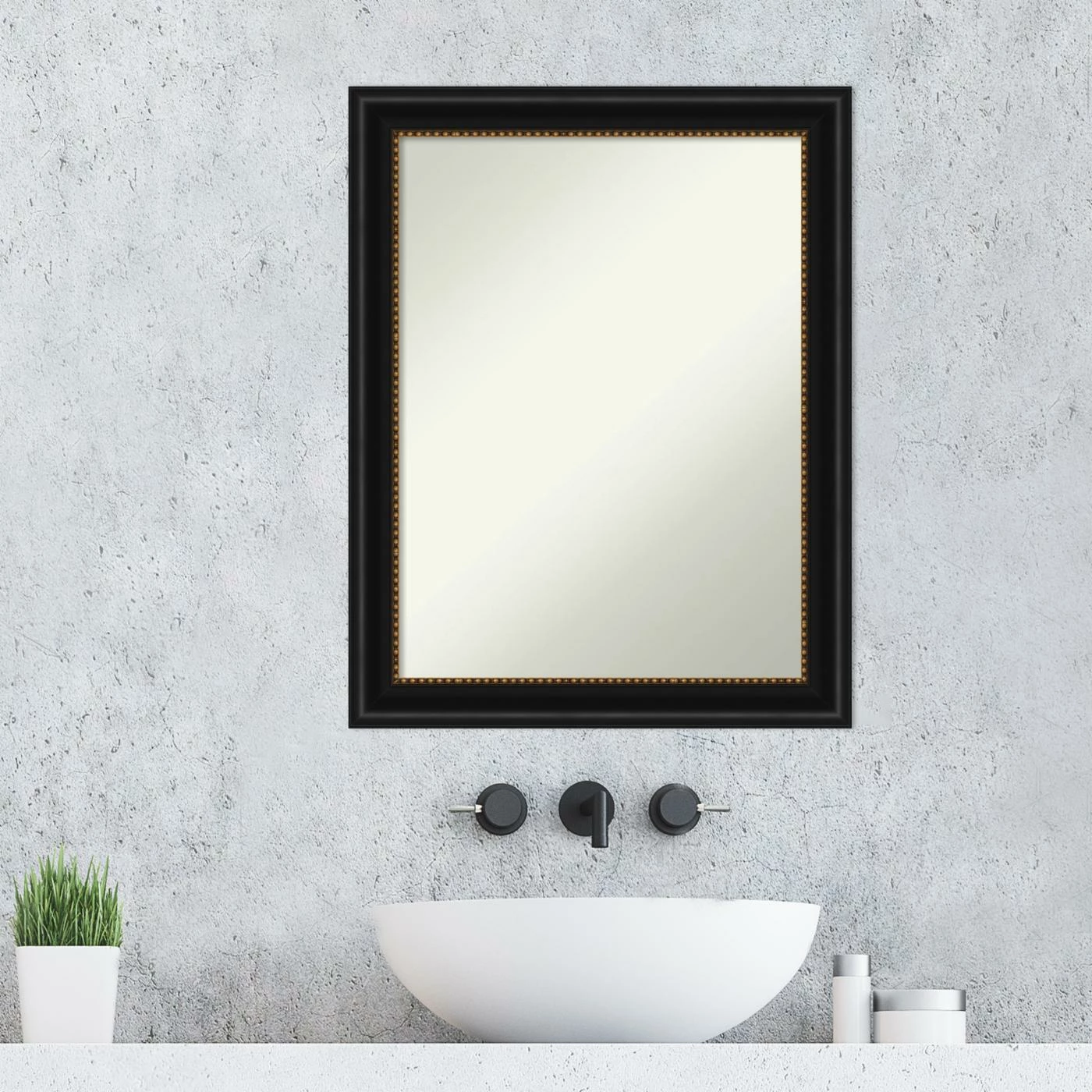 Coupon π Amanti Art Manhattan Black Framed Non-Beveled Bathroom Vanity Wall Mirror - 22 X 28 In π - Image 2