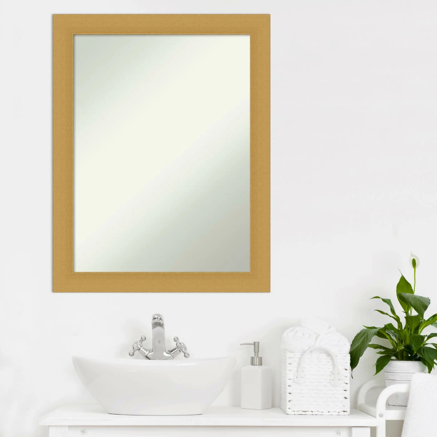 Best Sale ๐ Amanti Art Grace Brushed Gold Framed Non-Beveled Bathroom Vanity Wall Mirror - 21.5 X 27.5 In โ๏ธ - Image 2