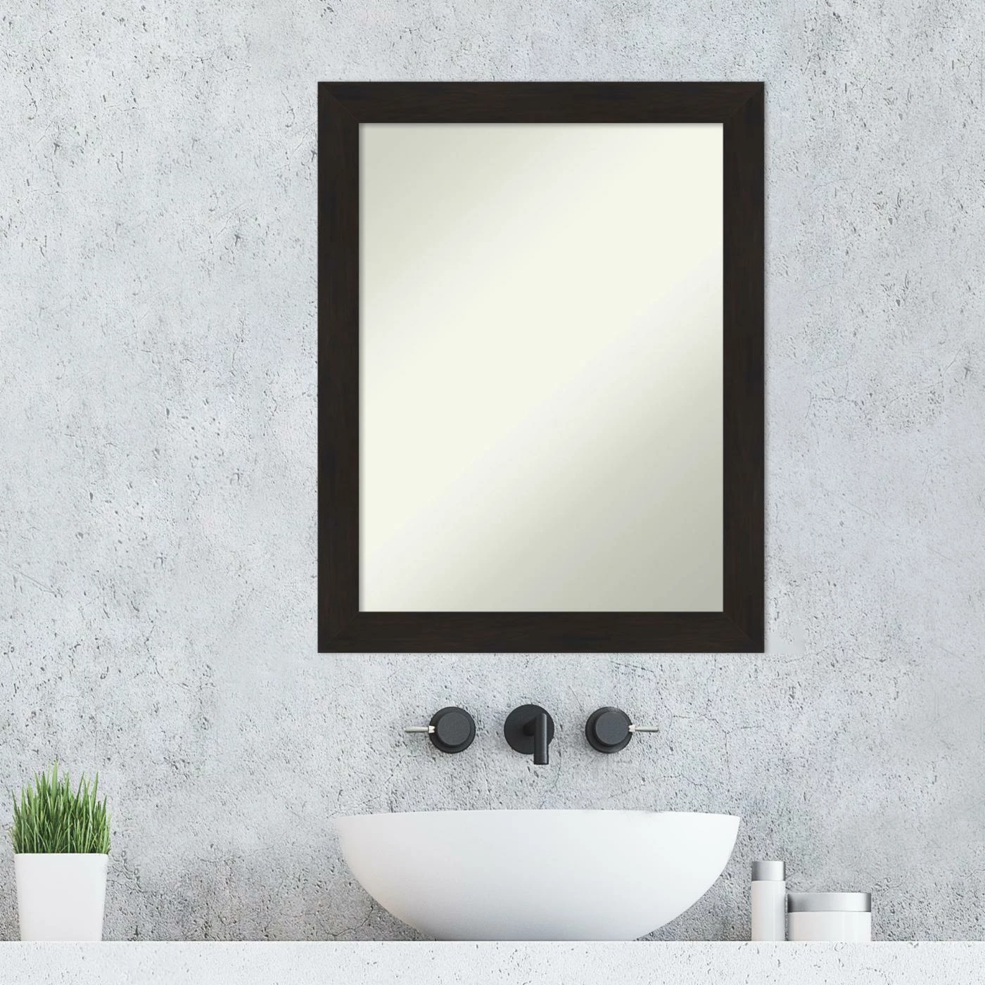 Best Pirce π₯° Amanti Art Furniture Espresso Narrow Framed Non-Beveled Bathroom Vanity Wall Mirror - 21.5 X 27.5 In π― - Image 2