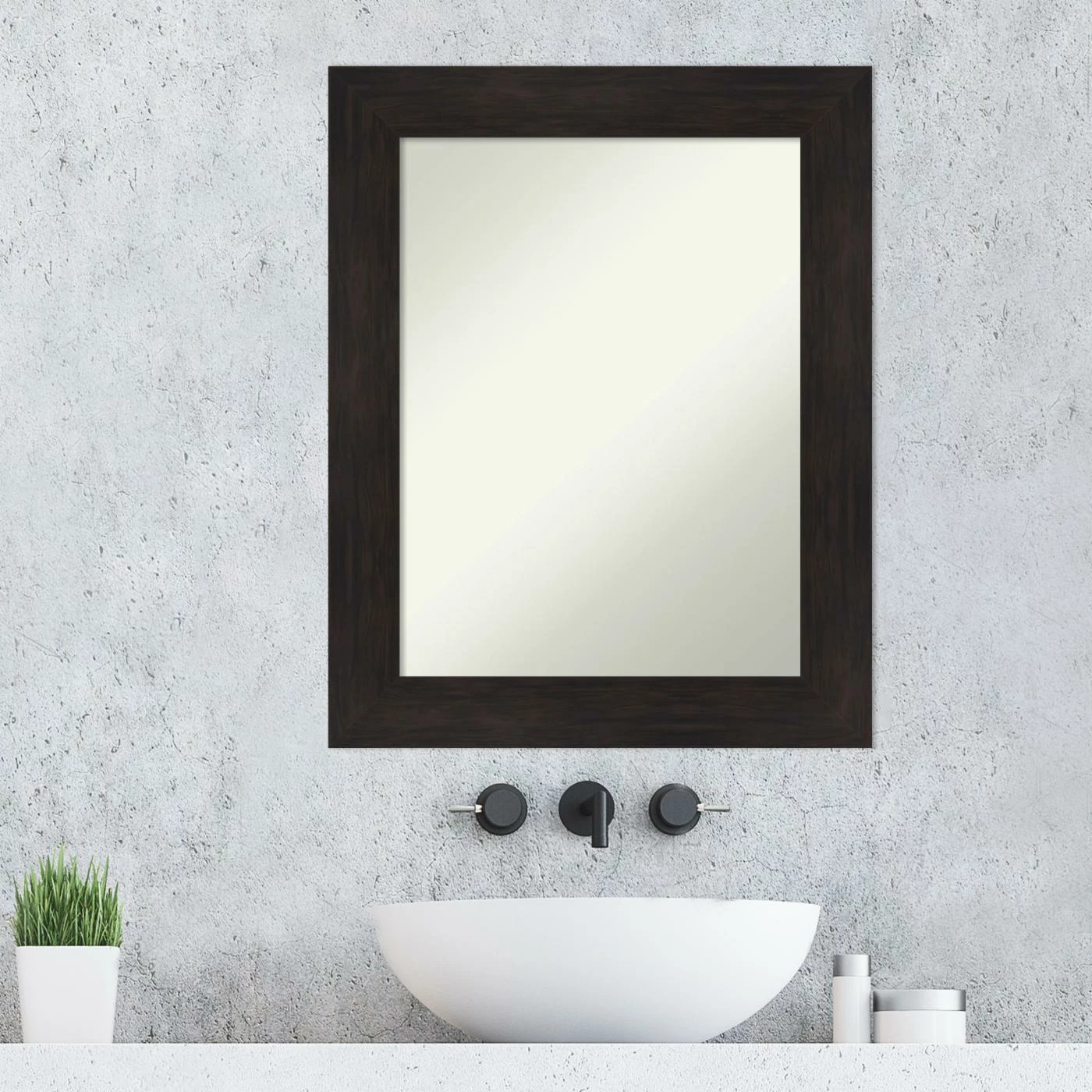 New 🤩 Amanti Art Furniture Espresso Framed Non-Beveled Bathroom Vanity Wall Mirror - 23.5 X 29.5 In 🎁 - Image 2