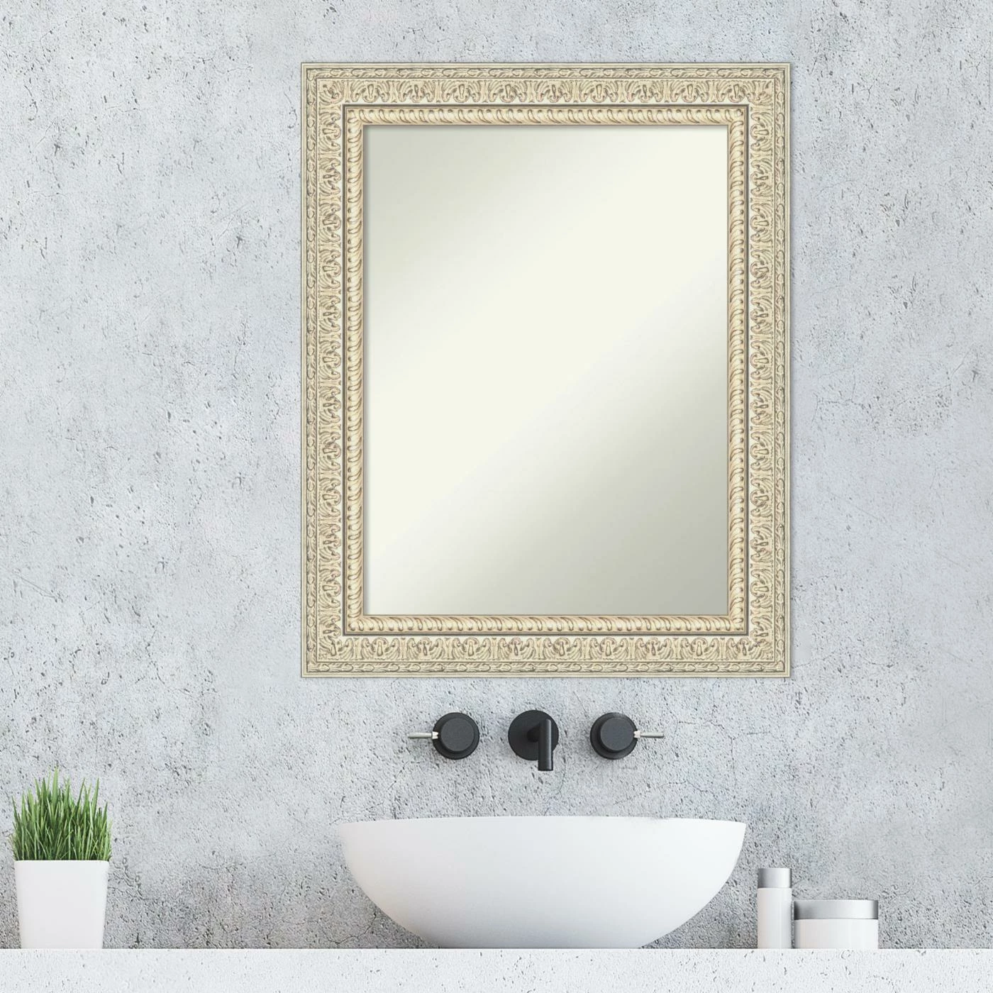Wholesale β¨ Amanti Art Fair Baroque Cream Wood Framed Non-Beveled Bathroom Vanity Wall Mirror - 23.5 X 29.5 In π₯ - Image 2