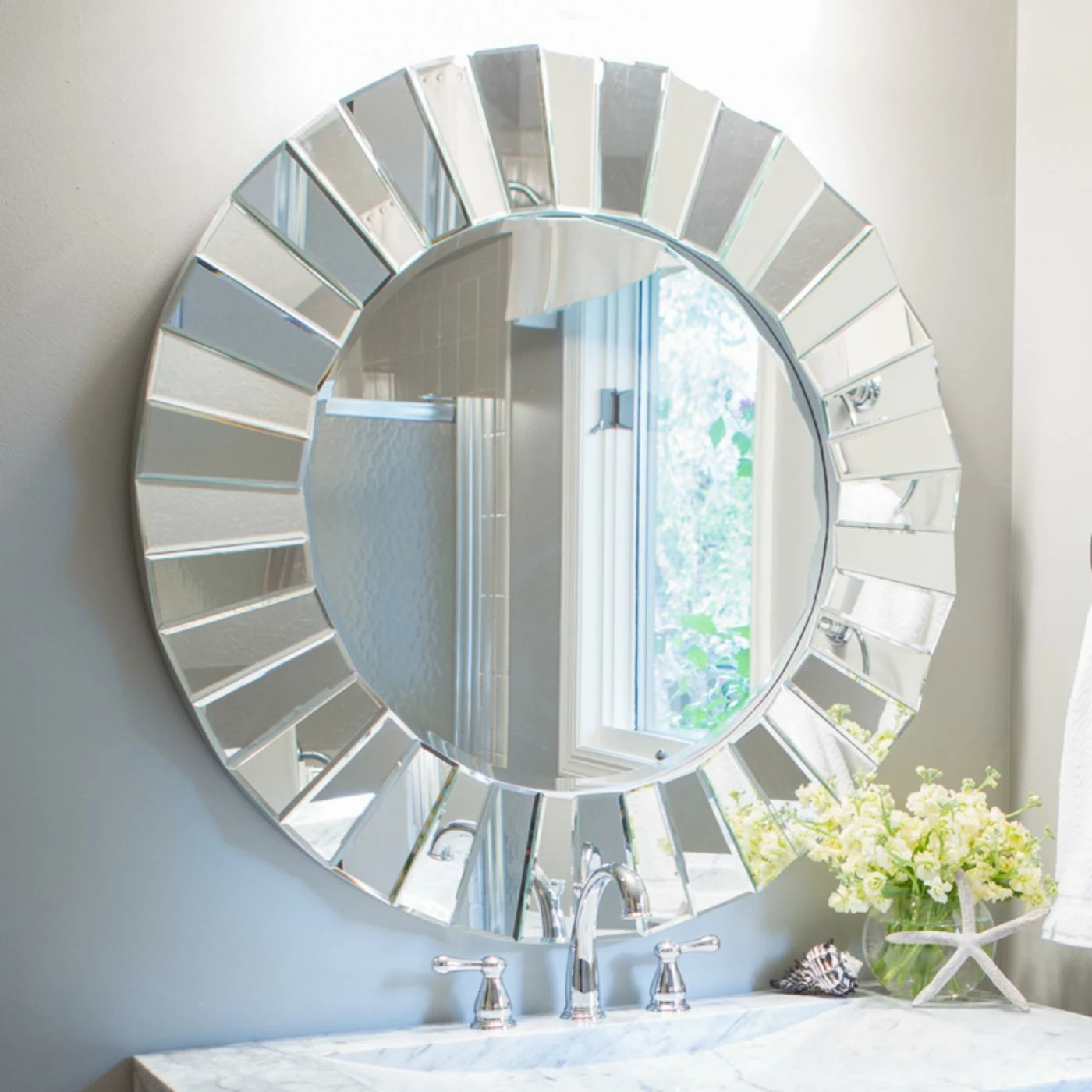 Cheap π Bassett Mirror Company Frameless Mirrors Sunburst Wave Mirror - 36 Diam. In. π - Image 2