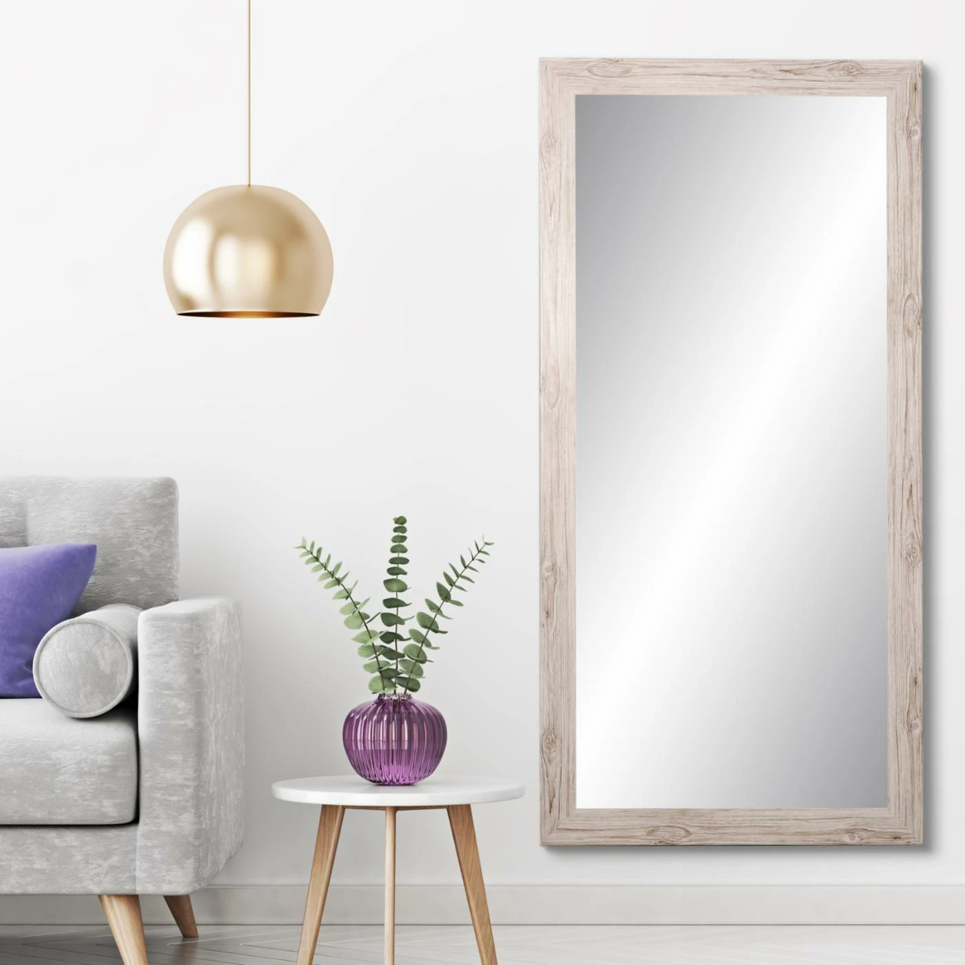 New π Floor & Leaning BrandtWorks American Accent Leaning Floor Mirror - Cream Wood Grain π - Image 2