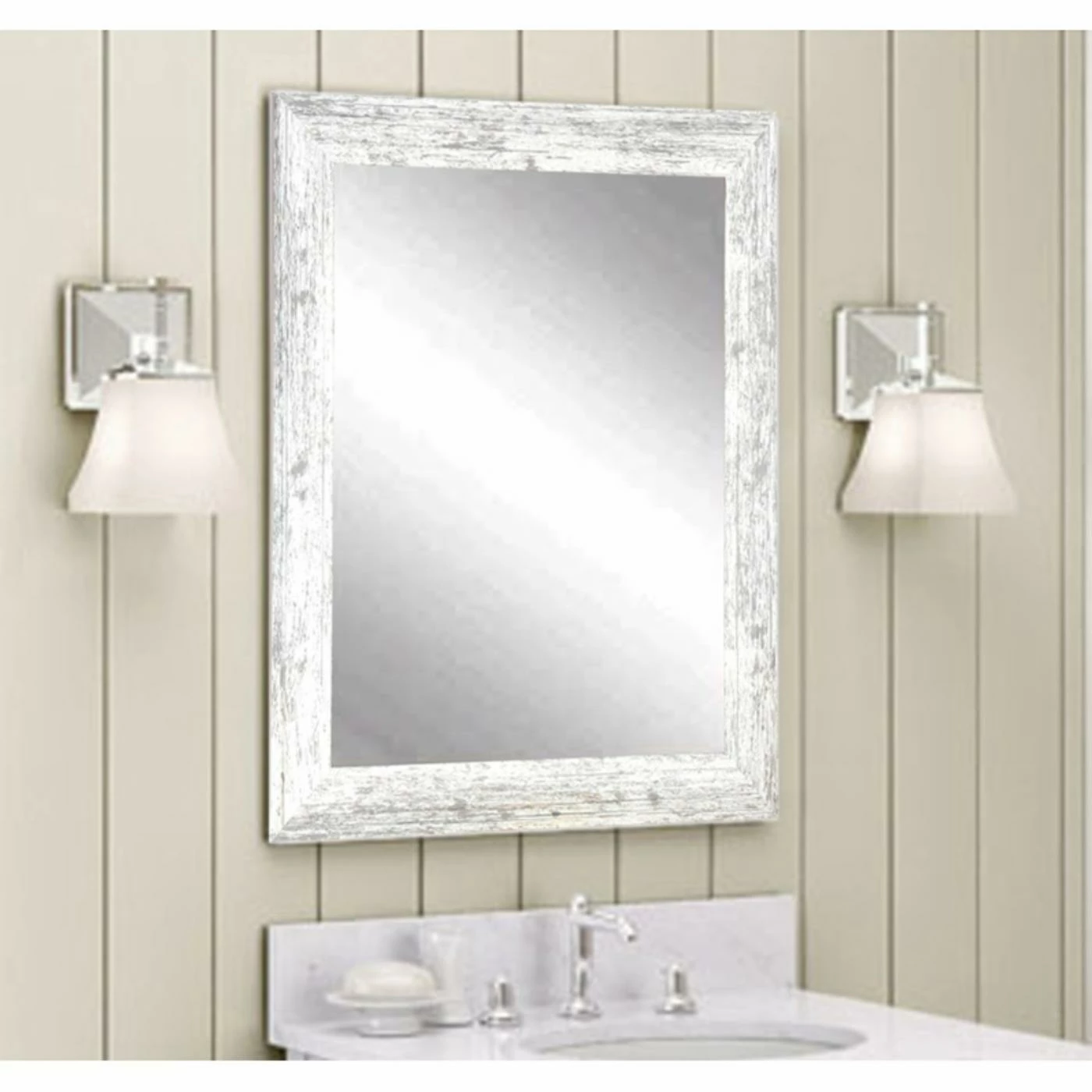 Cheap 👏 BrandtWorks American Value Distressed White Wall Mirror ✨ - Image 2
