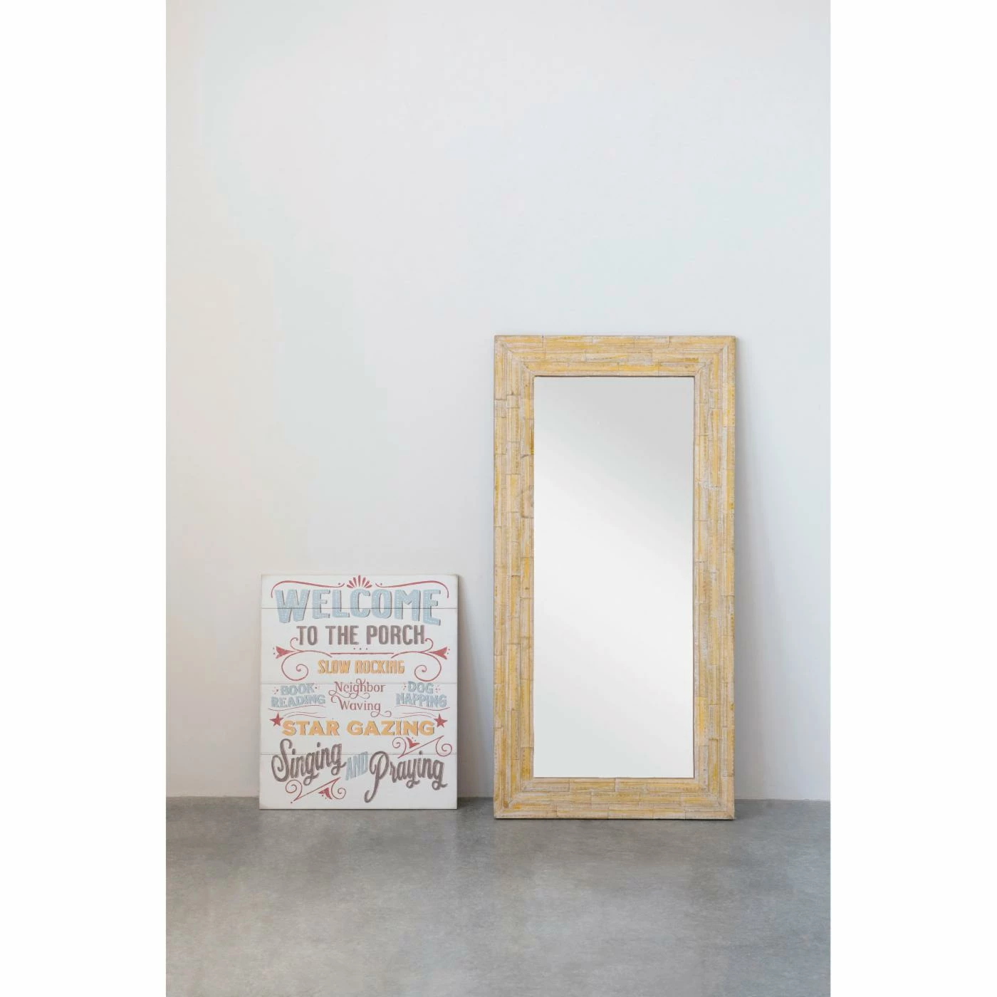 Cheapest 𧨠Creative Co-Op Found Wood Ruler Framed Wall Mirror - 24W X 48H In. π - Image 2