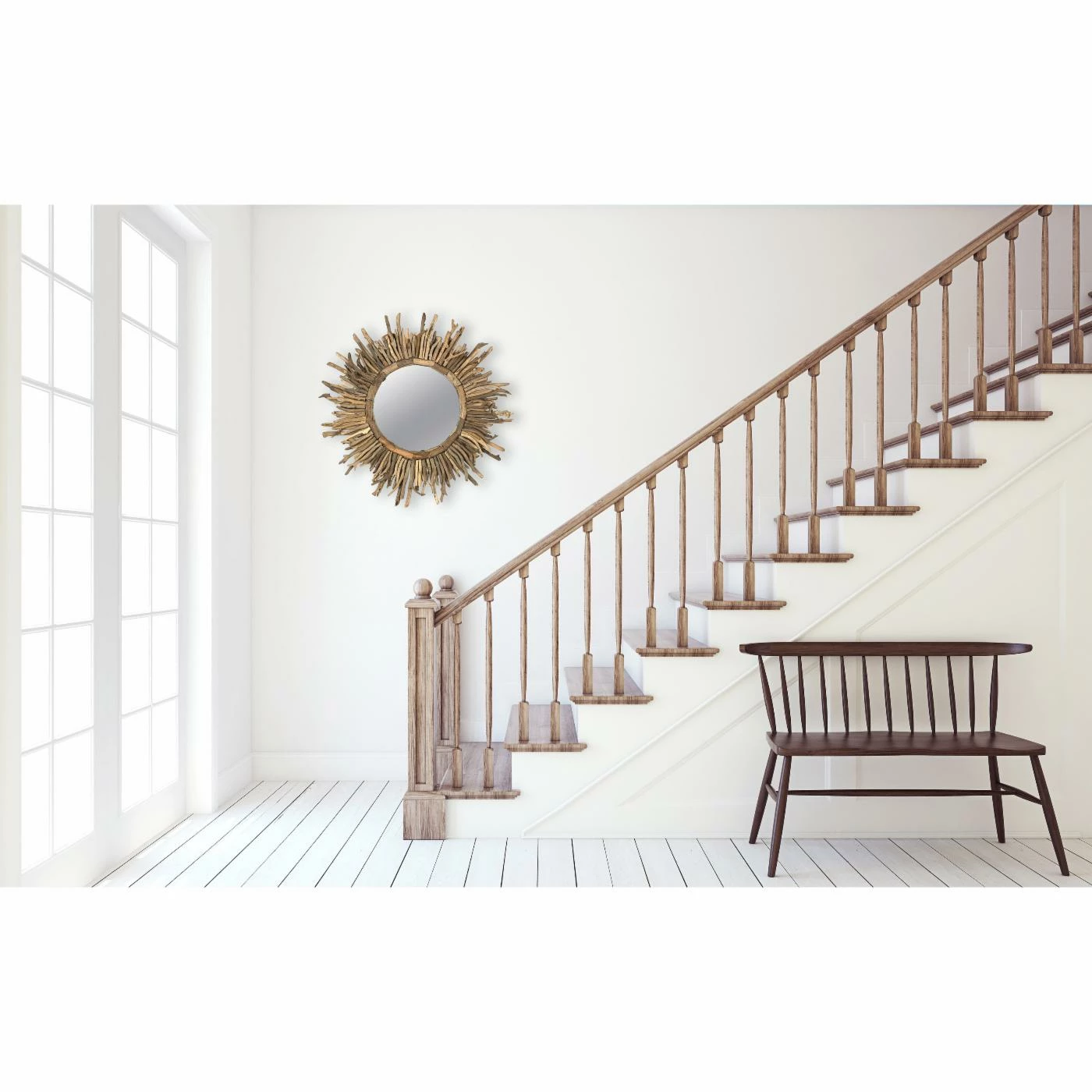 Hot Sale π 3R Studios 26 In. Driftwood Sunburst Wall Mirror π - Image 2