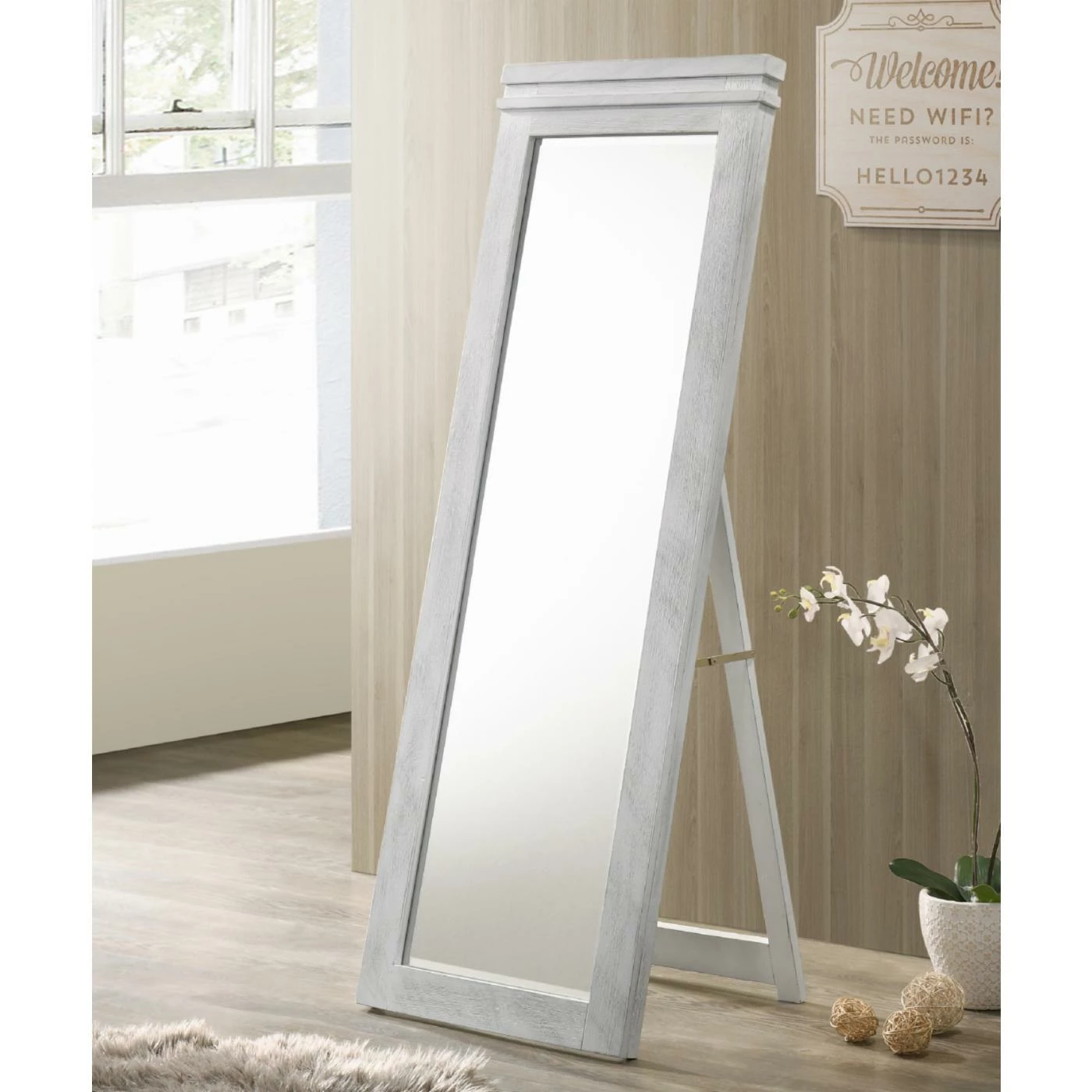 Brand new ๐งจ Floor & Leaning Furniture Of America Telnam Standing Floor Mirror - 21.5W X 60.7H In. - Rustic Black ๐งจ - Image 2