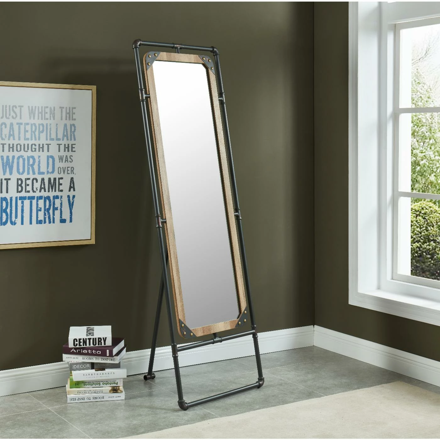 Deals ⨠Floor & Leaning Furniture Of America Svala Sand Black Free Standing Mirror - 22.63W X 67.88H In. 𧨠- Image 2