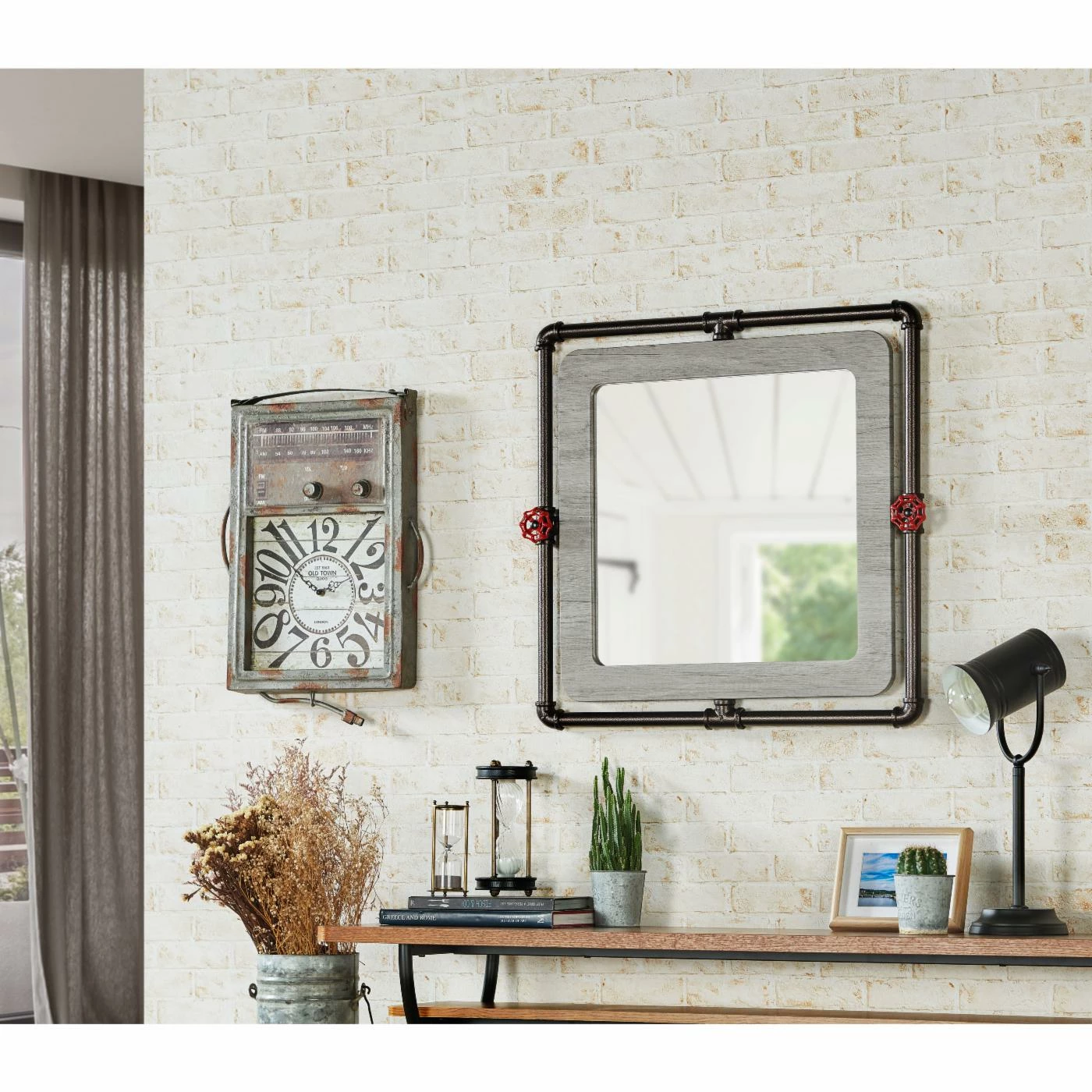 Promo ๐ Wall Furniture Of America Gerlach Mirror - Reclaimed Oak ๐งจ - Image 2
