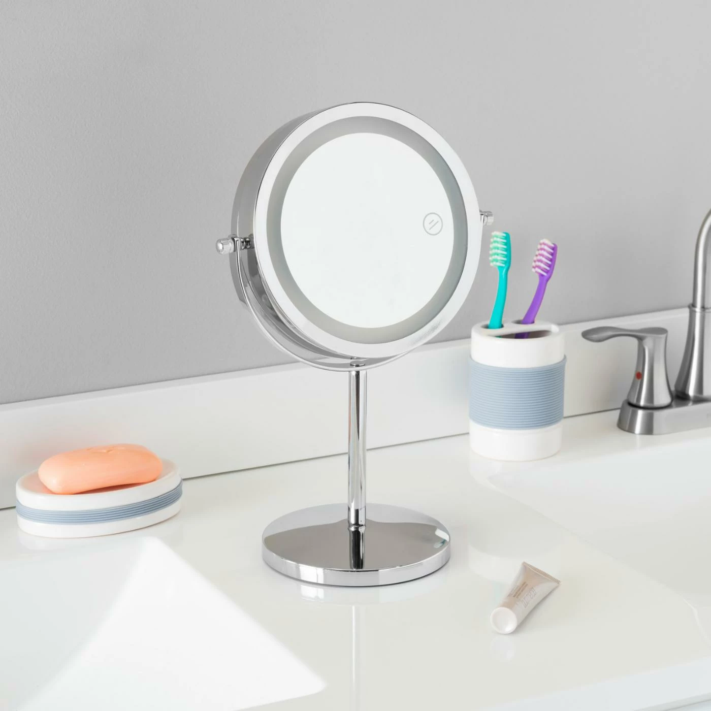 New 𧨠Bathroom Vanity Home Basics Lighted Cosmetic Mirror π - Image 2