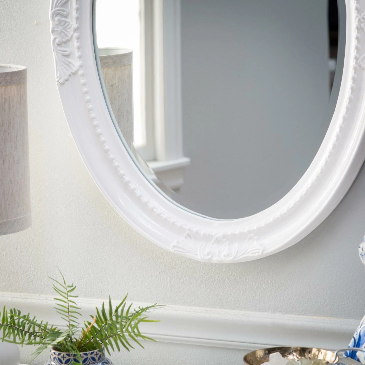 Cheapest π Bathroom Vanity HN Home Roseville Transitional Oval Wall Mirror - Glossy White π₯° - Image 2