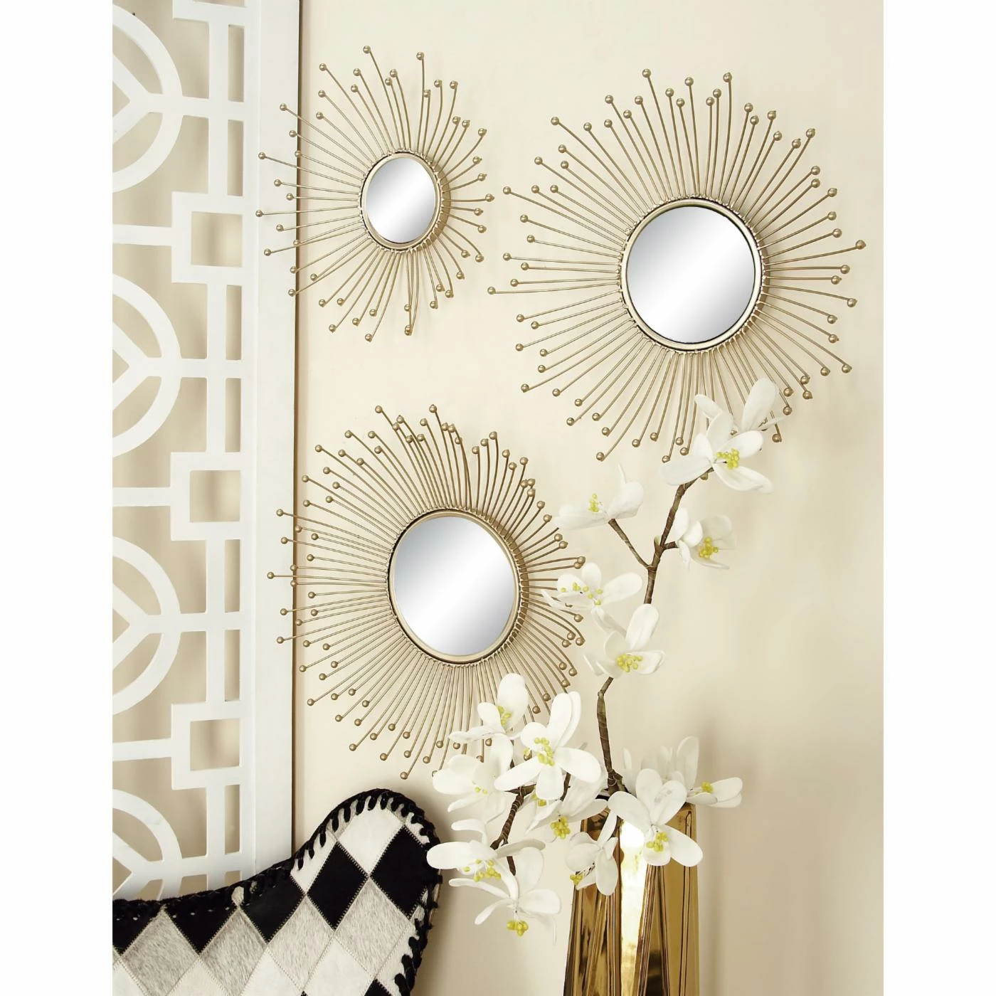 Wholesale ✔️ Mirror Sets DecMode Iron Sunburst Wall Mirror - Set Of 3 ⭐ - Image 2