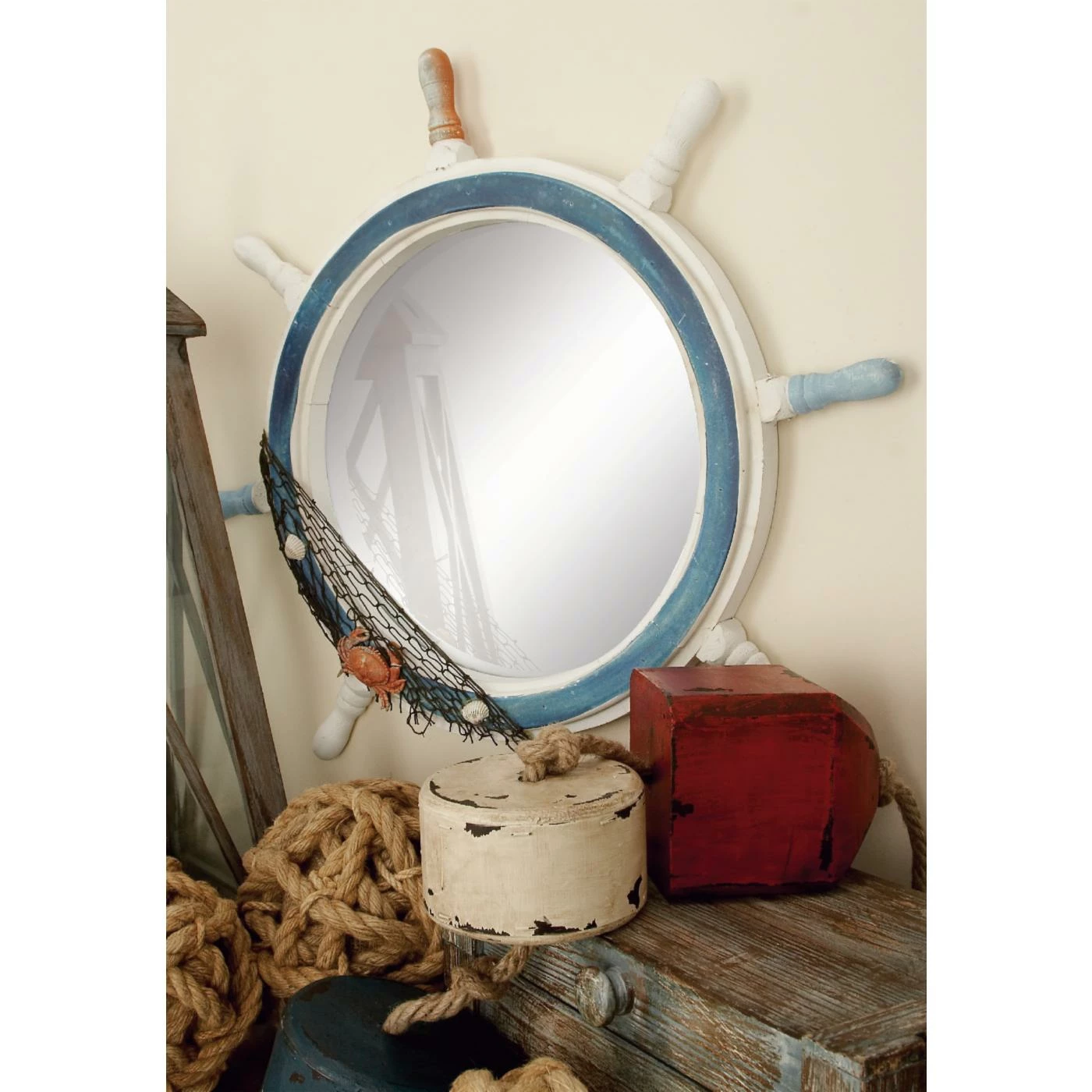 Coupon ๐ DecMode Ship Wheel Wall Mirror - 24 Diam. In. ๐ - Image 2