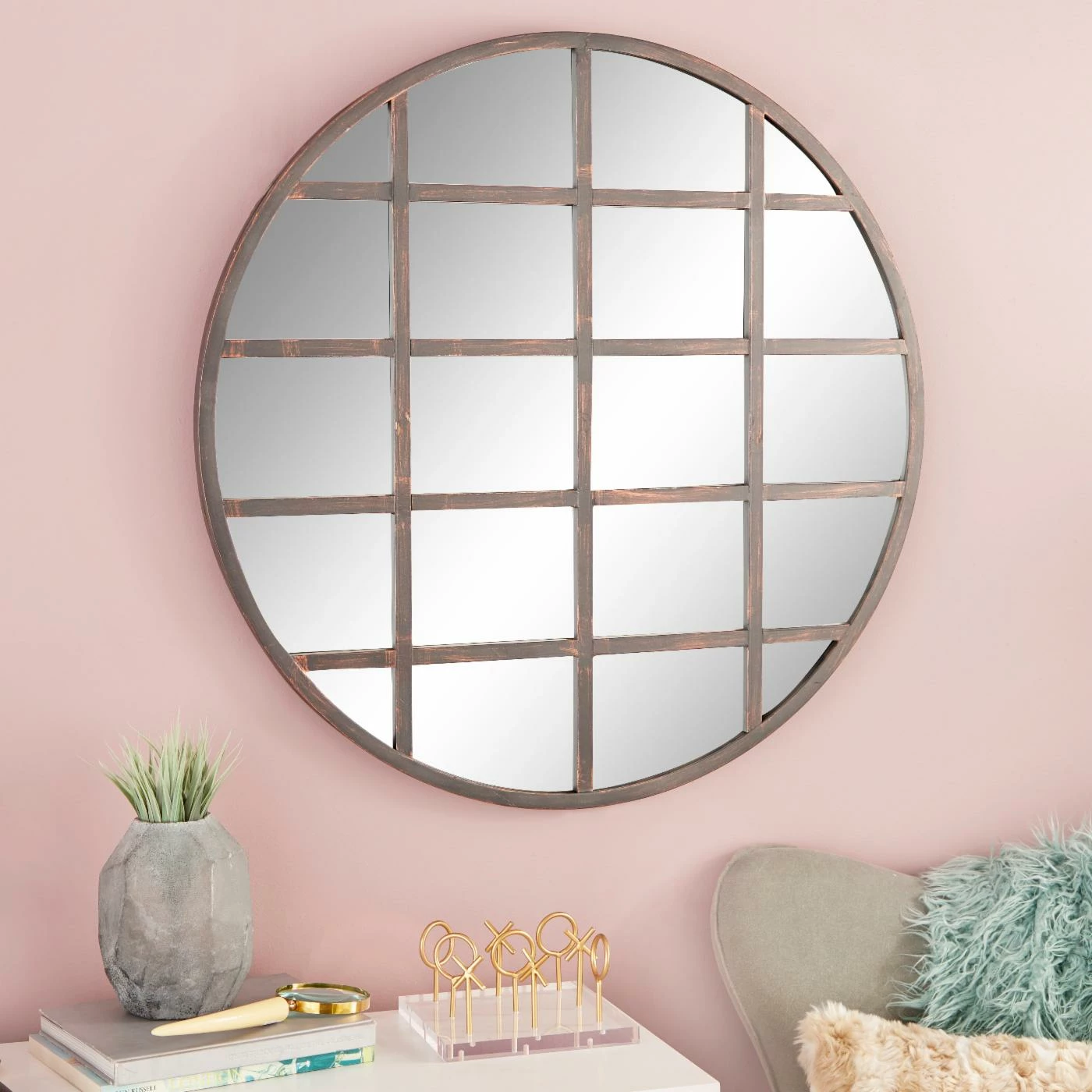 Top 10 😀 DecMode Iron And Wood Round Paneled Glass Wall Mirror - 36W X 36H In. ⭐ - Image 2
