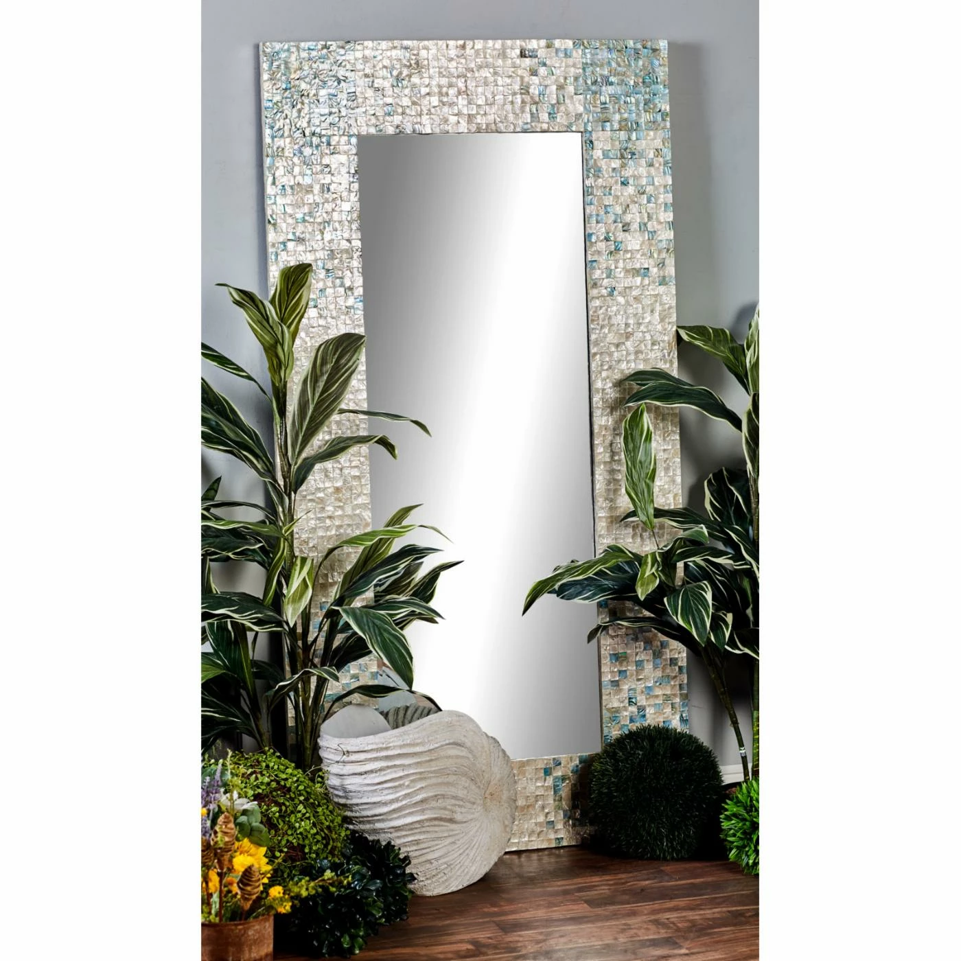 Deals ๐ DecMode Wood And Mussel Shell Inlaid Wall Mirror ๐ - Image 2