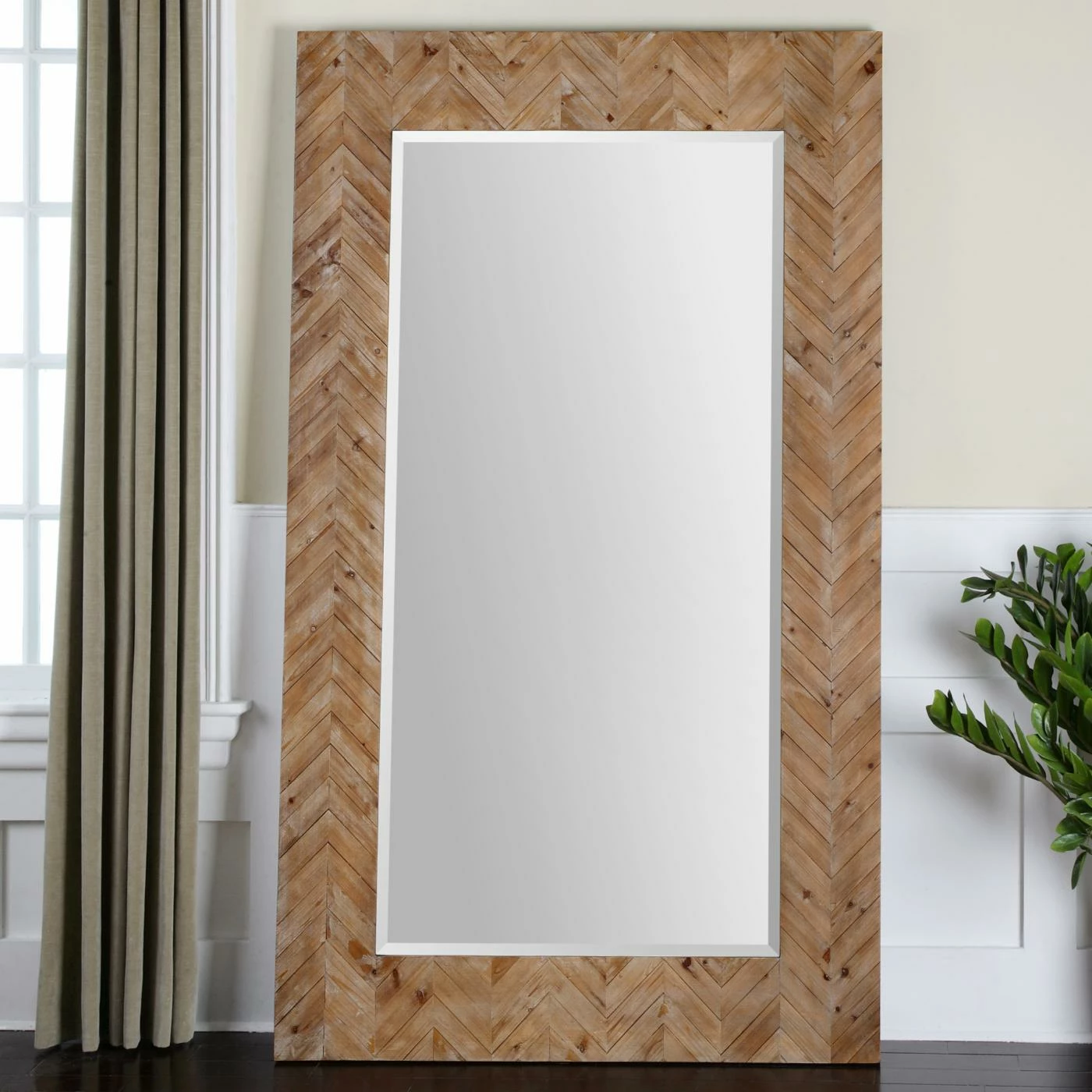 Buy β Floor & Leaning HN Home Alta Modern Farmhouse Oversized Wooden Wall Or Leaner Mirror - 43.75W X 74H In. π - Image 2