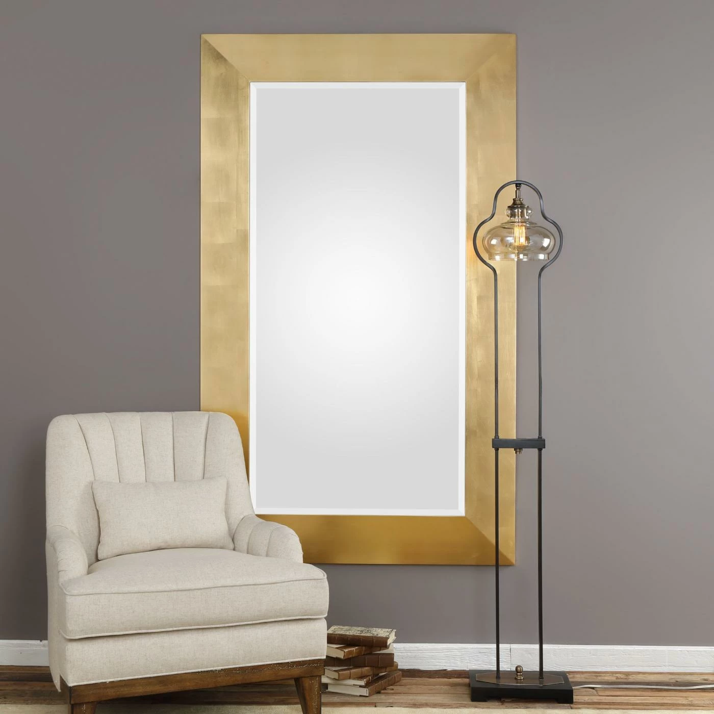 Discount π Floor & Leaning Uttermost Chaney Gold Mirror - 43.5W X 73.5H In. π - Image 2