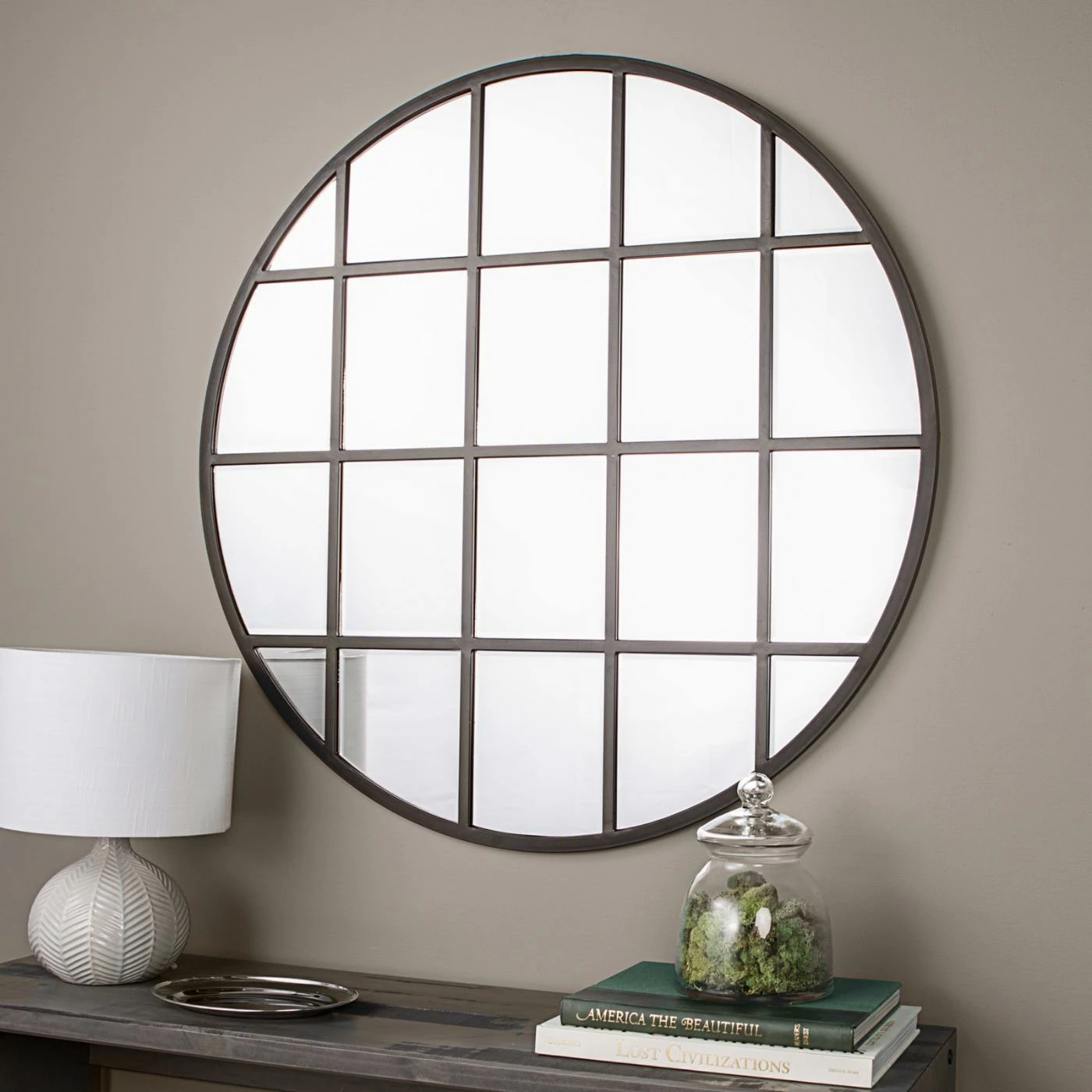Buy ๐ Walker Edison Round Beveled Window Wall Mirror - 40W X 40H In. ๐ - Image 2
