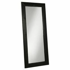 Deals ❤️ Floor & Leaning Abbyson Black Leather Floor Mirror - 31W X 70H In. 🔥