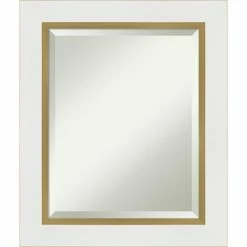 New 🌟 Amanti Art Eva White Gold Framed Wall Mirror - 21.25 X 25.25 In 😀