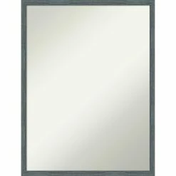 Promo π― Amanti Art Dixie Blue Grey Rustic Narrow Wood Framed Non-Beveled Bathroom Vanity Wall Mirror - 19 X 25 In π