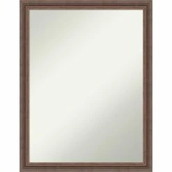 New π Amanti Art Distressed Rustic Brown Wood Framed Non-Beveled Bathroom Vanity Wall Mirror - 20.5 X 26.5 In π