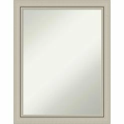 Outlet π― Amanti Art Romano Silver Wood Framed Non-Beveled Bathroom Vanity Wall Mirror - 21.75 X 27.75 In π₯