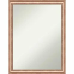 Outlet π Amanti Art Harmony Rose Gold Wood Framed Non-Beveled Bathroom Vanity Wall Mirror - 20.5 X 26.5 In π