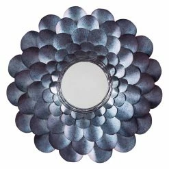 Buy βοΈ Signature Design By Ashley Deunoro Blue Metal Flower Frame Wall Mirror - 31W X 31H In. π