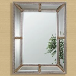 Best Sale 😀 Bassett Mirror Company Wall Silver Leaf Double Framed Decorative Mirror - 38W X 49H In. ⌛