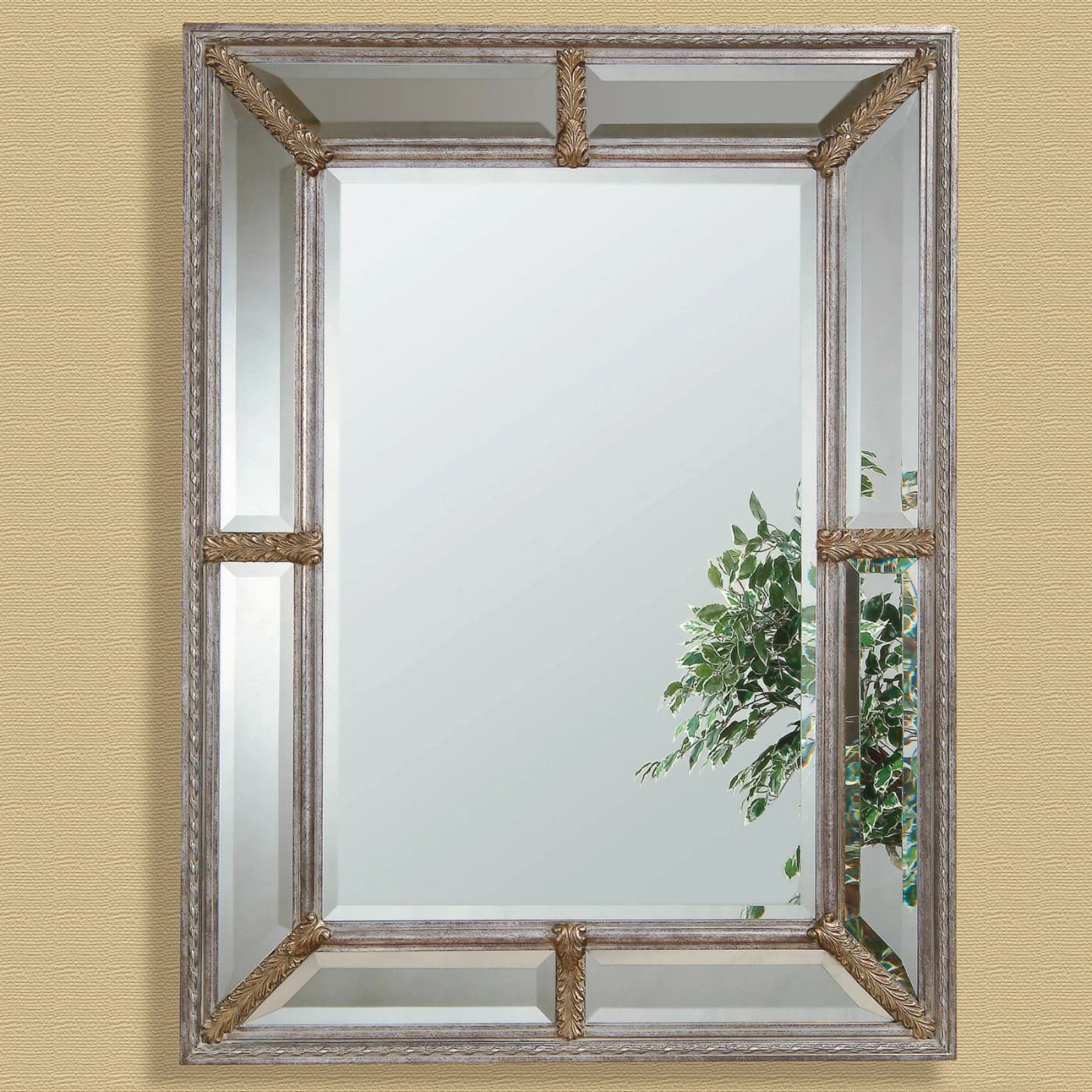 Best Sale ๐ Bassett Mirror Company Wall Silver Leaf Double Framed Decorative Mirror - 38W X 49H In. โ