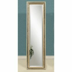 Discount 🛒 Bassett Mirror Company Floor & Leaning Silver & Gold Full Length Cheval Floor Mirror - 18W X 64H In. 👍