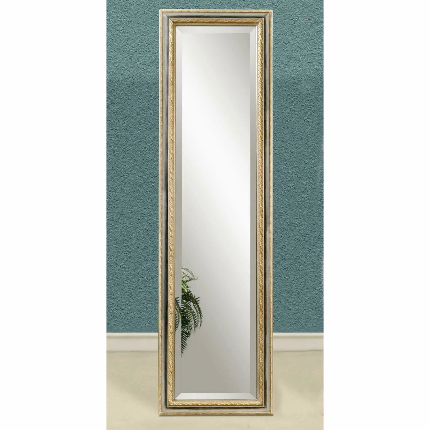 Discount π Bassett Mirror Company Floor & Leaning Silver & Gold Full Length Cheval Floor Mirror - 18W X 64H In. π