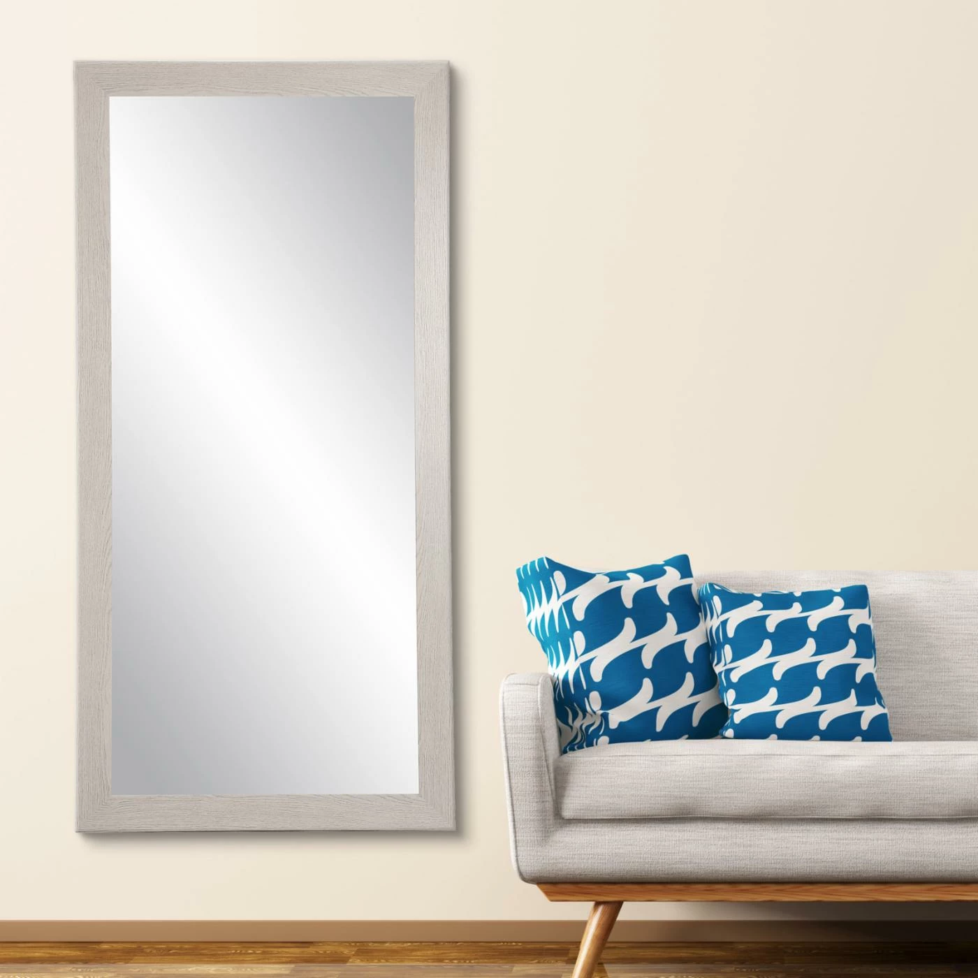 New ๐คฉ Floor & Leaning BrandtWorks Farmhouse Gray Wood Grain Floor Mirror ๐